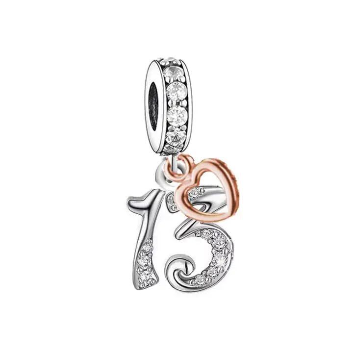 π Birthday Gift Charm 13th 16th 18th 21st 30th 925 Sterling Silver Anniversary