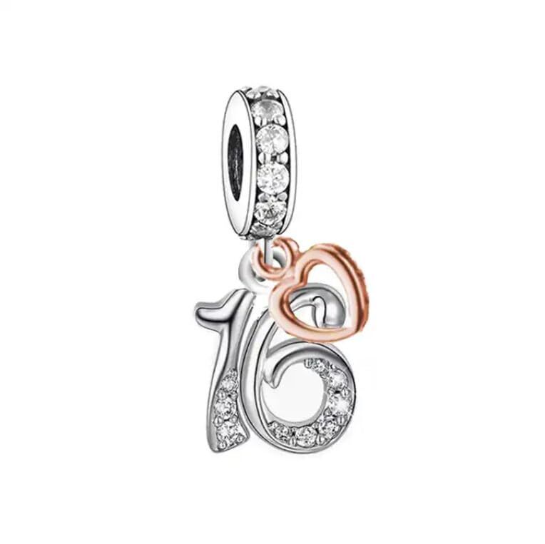 π Birthday Gift Charm 13th 16th 18th 21st 30th 925 Sterling Silver Anniversary