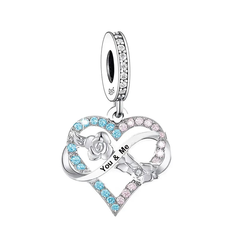 iLove Charms 925 Sterling Silver Me and You Charm Bead Jewellery Love Gift Dangle