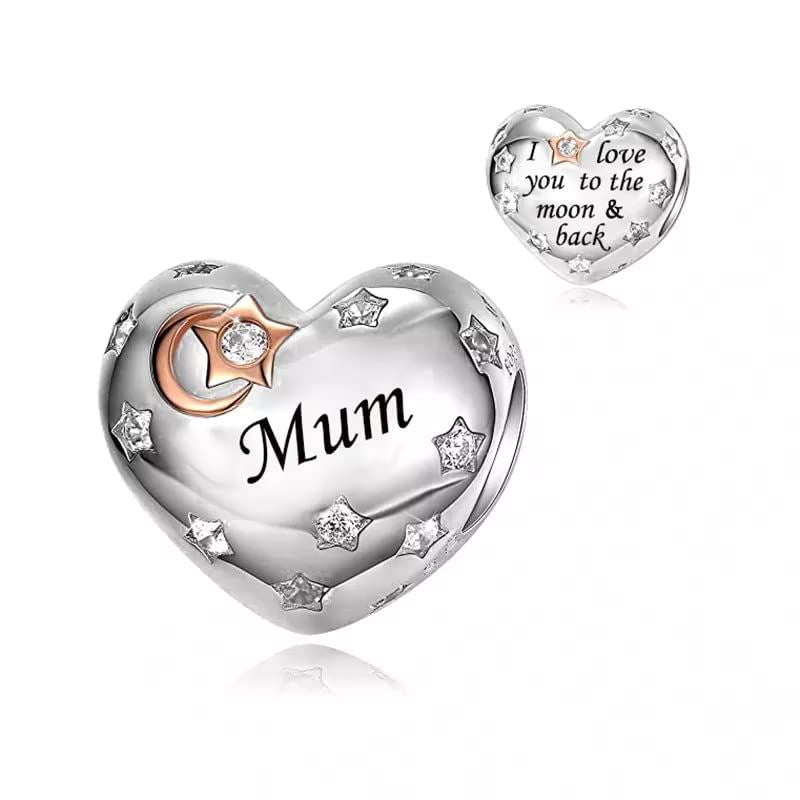 💝 Mum Charm I Love You To The Moon And Back 925 Sterling Silver Mother Gift