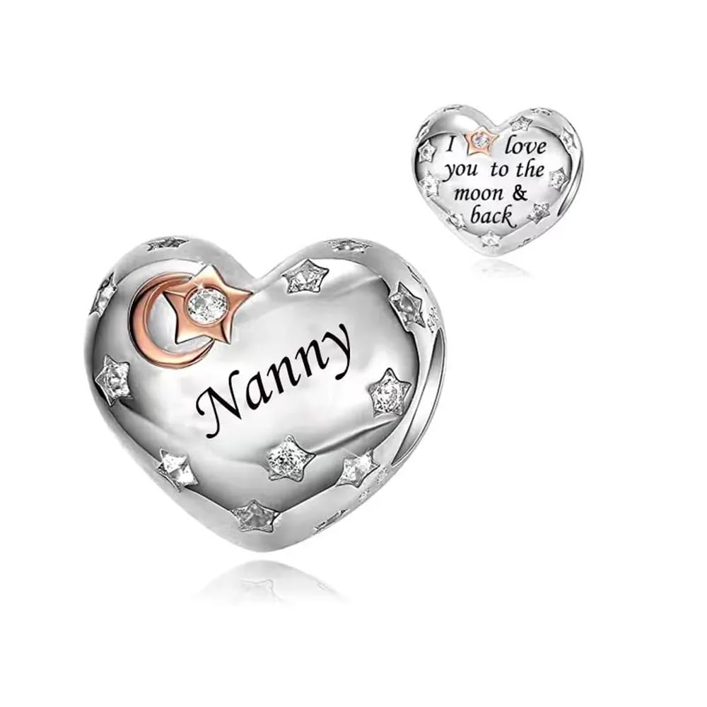 💝 Nanny Charm I Love You To The Moon And Back 925 Sterling Silver Nan Gift