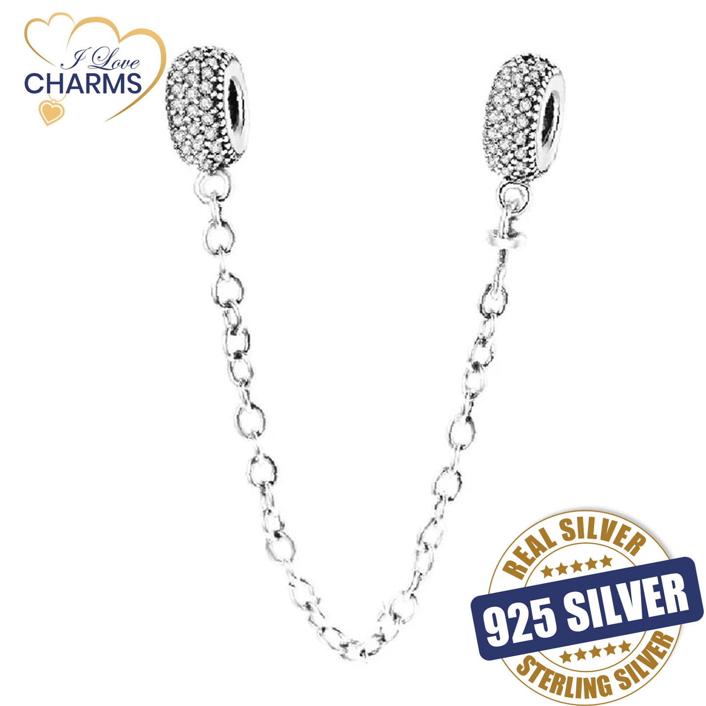 💝 Safety Chain Charm 925 Sterling Silver Gift Bracelet Wife Birthday Girlfriend