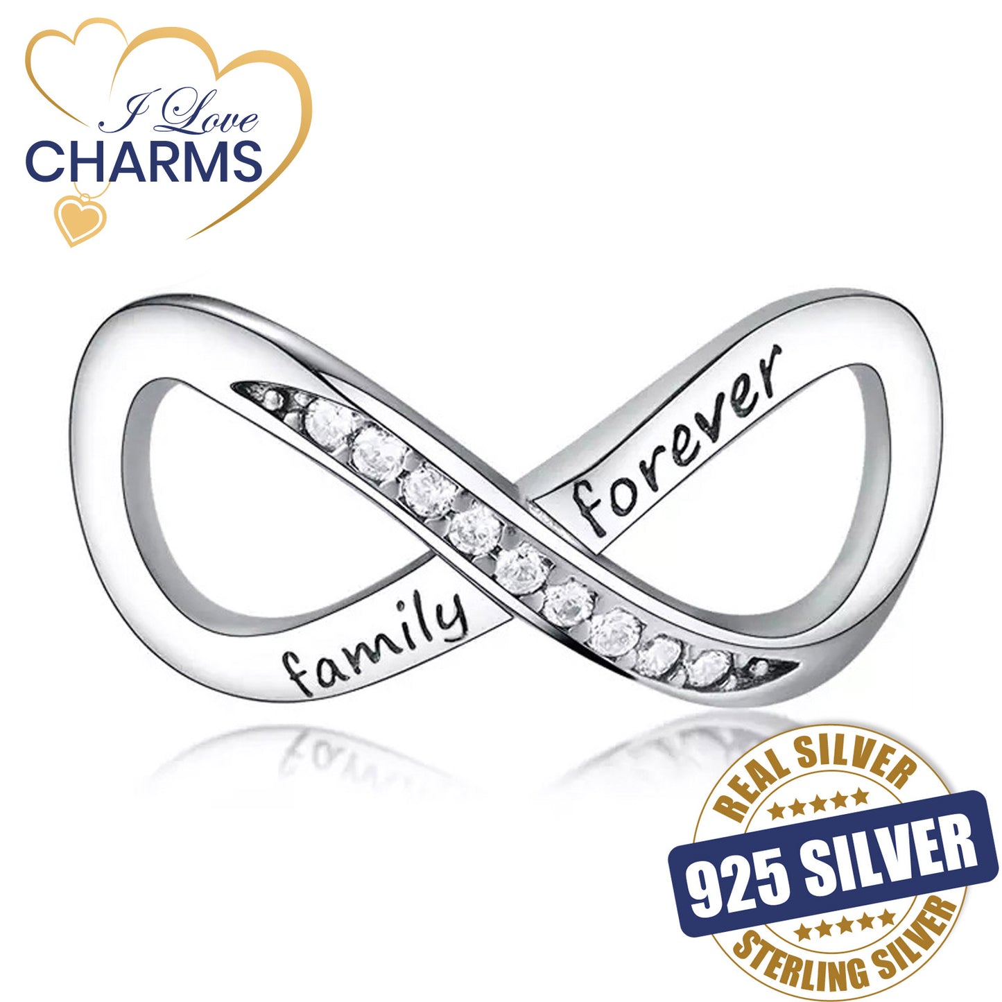 💝 Family Forever Charm 925 Sterling Silver Infinity Symbol Bead Love Gift