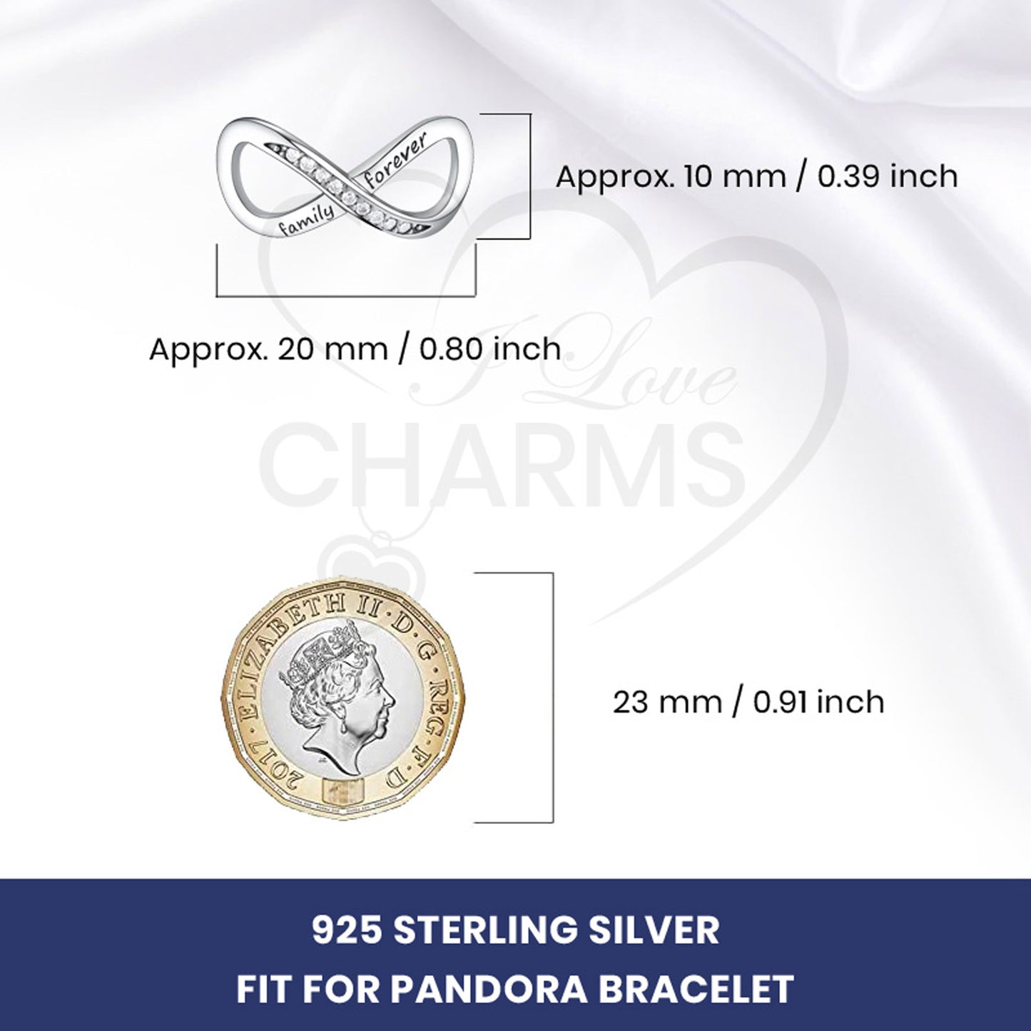 💝 Family Forever Charm 925 Sterling Silver Infinity Symbol Bead Love Gift