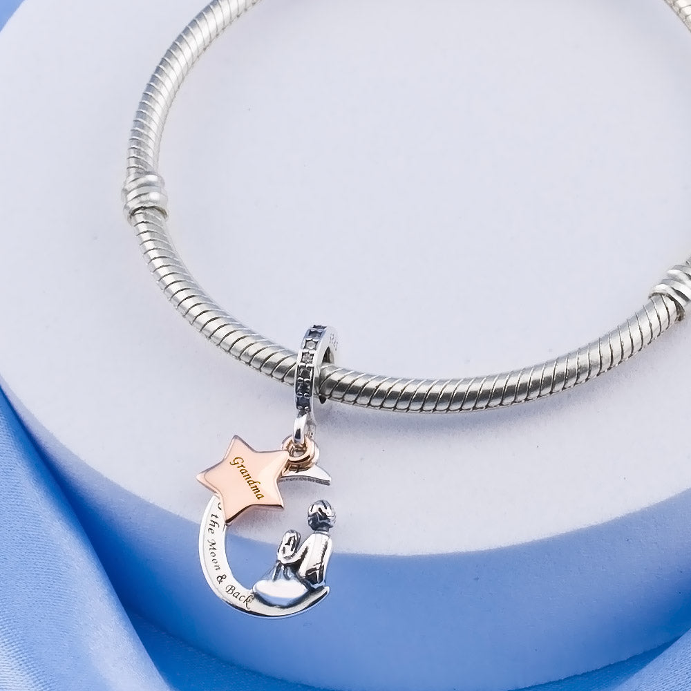 π Grandma Charm I Love You To The Moon And Back 925 Sterling Silver Nana Gift