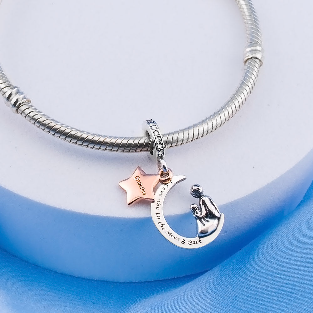 π Grandma Charm I Love You To The Moon And Back 925 Sterling Silver Nana Gift
