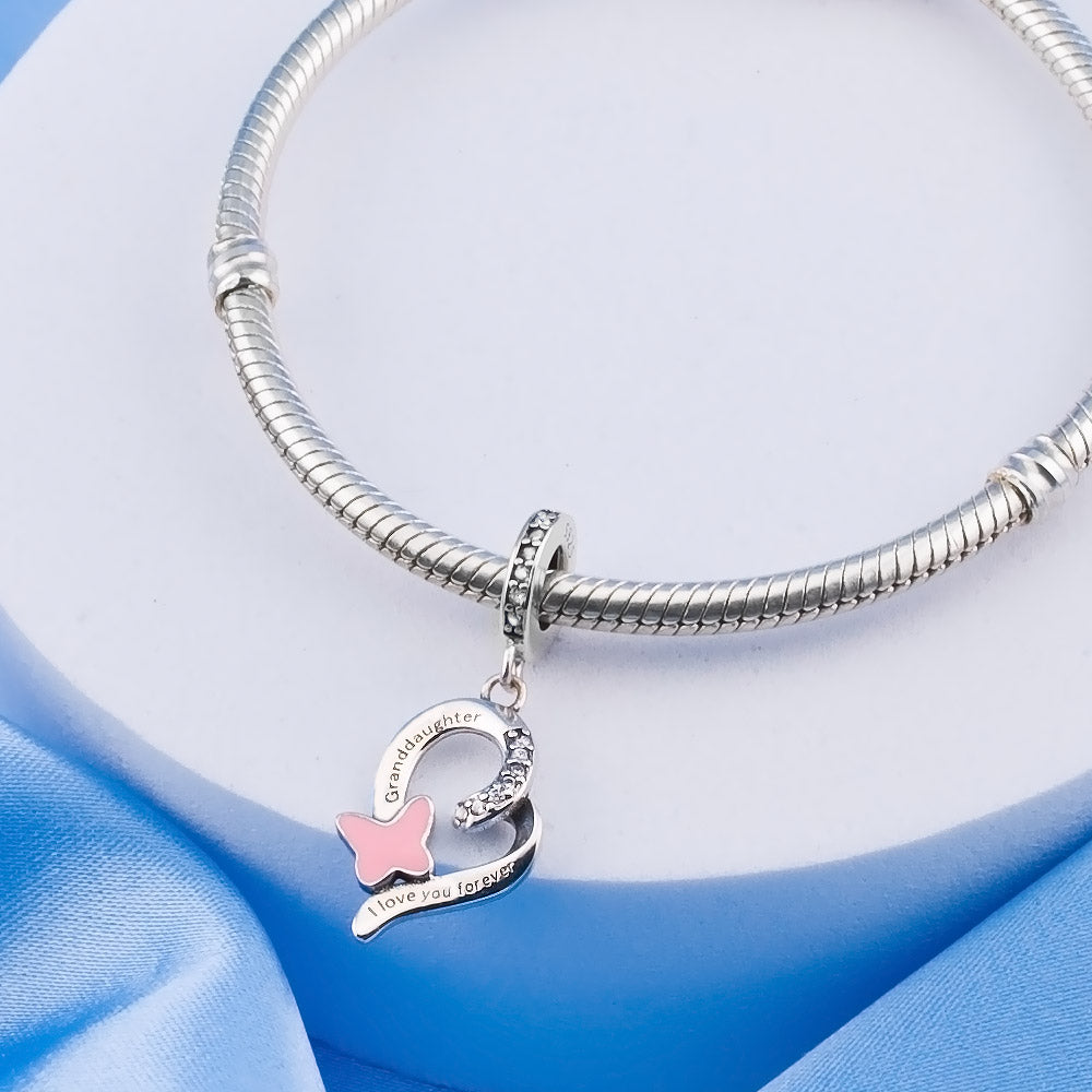 💝 Love You Forever Granddaughter 925 Sterling Silver Charm Butterfly Love Gift