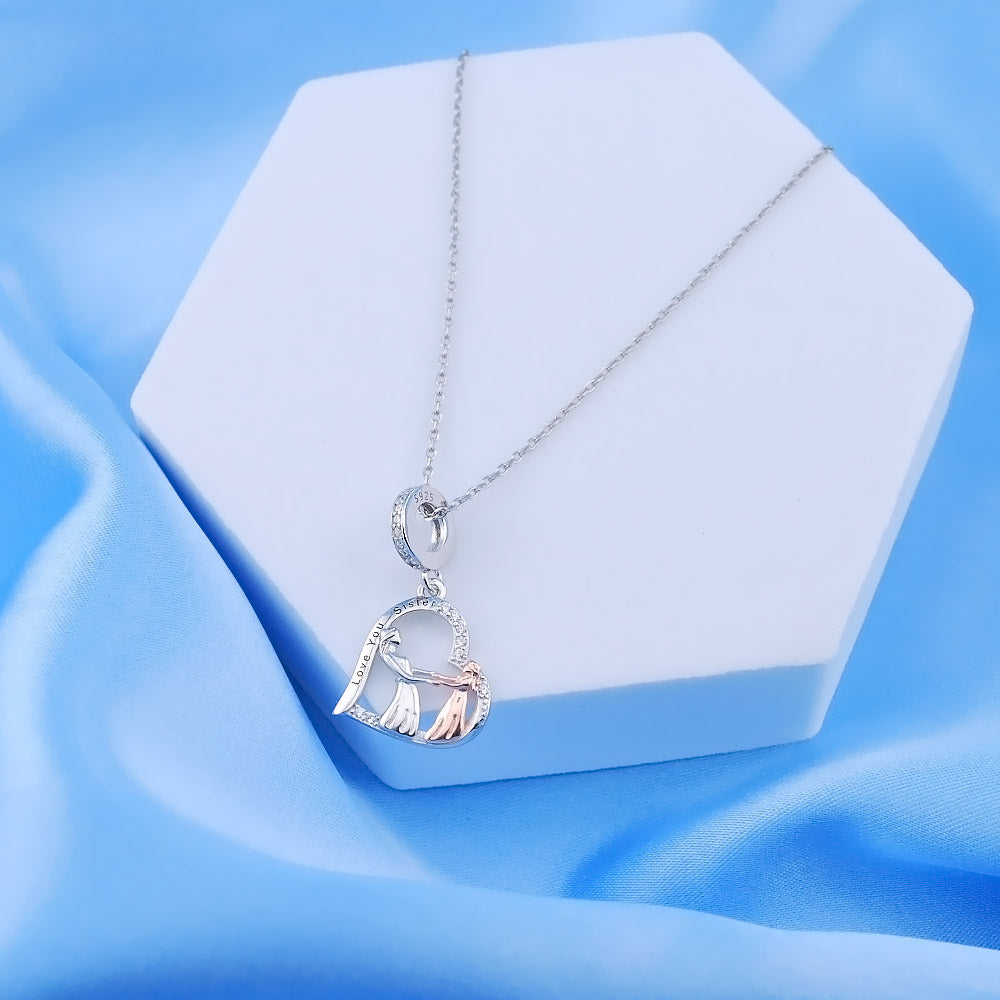 💝 Charm Love You Sister 925 Sterling Silver Little Big Sisters Love Gift Heart