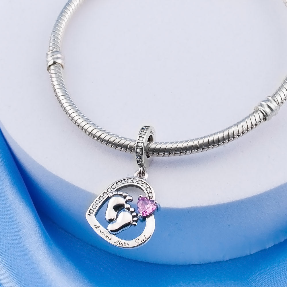 💝 Precious Baby Girl Charm 925 Sterling Silver for New Born Infant Gift Heart