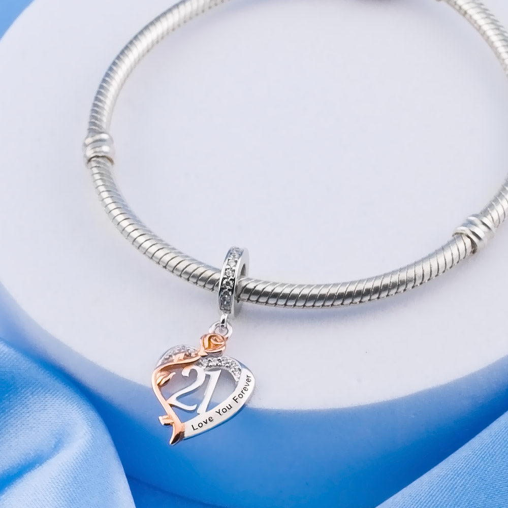 💝 21st Birthday Charm 925 Sterling Silver Number 21 Heart Love Gift Anniversary