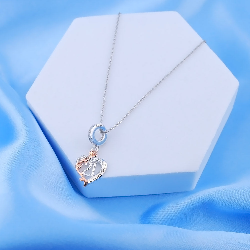 💝 21st Birthday Charm 925 Sterling Silver Number 21 Heart Love Gift Anniversary