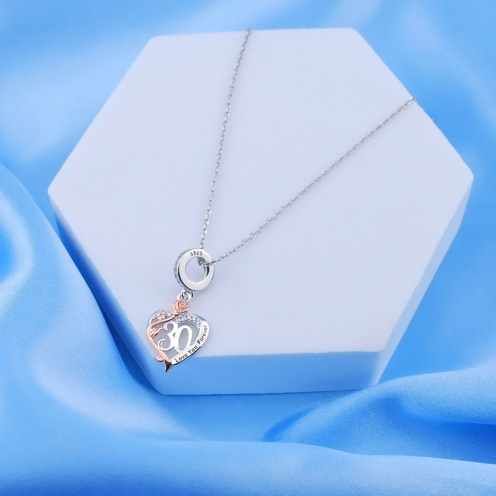 π 30th Birthday Charm 925 Sterling Silver Number 30 Heart Love Gift Anniversary