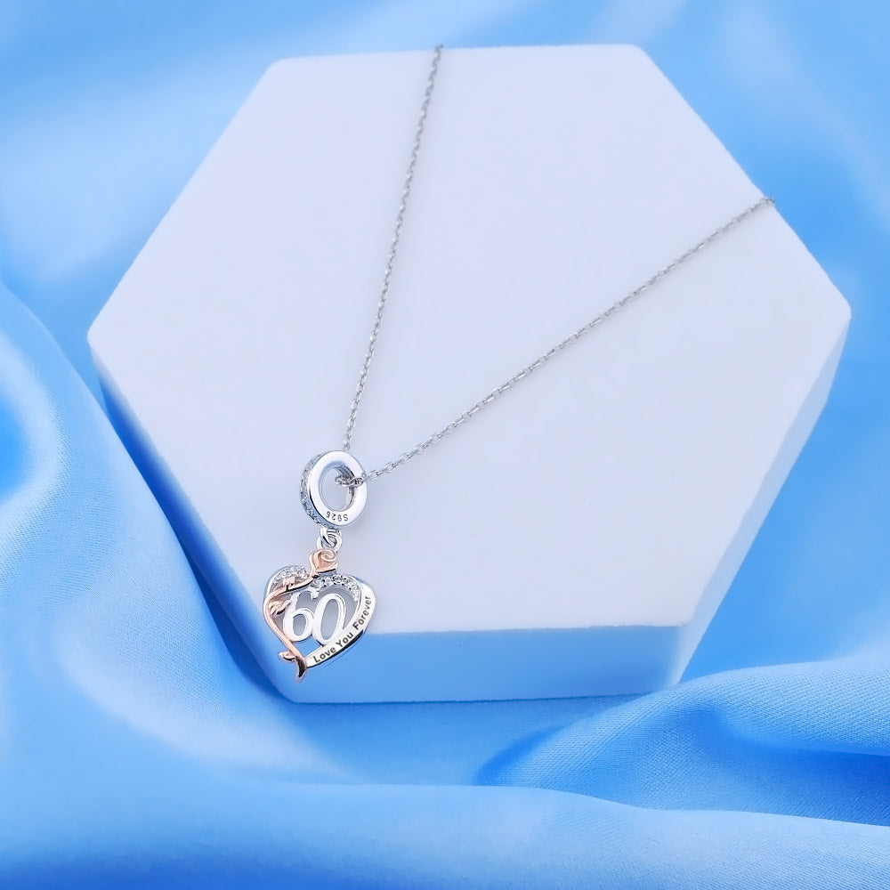 💝 60th Birthday Charm 925 Sterling Silver Number 60 Heart Love Gift Anniversary