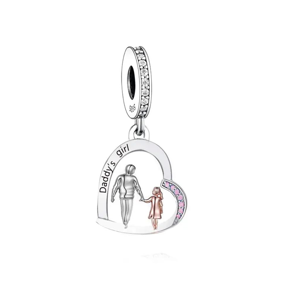 iLove Charms 925 Sterling Silver Daddy's Girl Dad And Daughter Bead Love Gift for Father