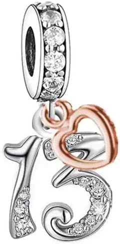 iLove Charms 925 Sterling Silver Charm 21st Birthday with Gold Heart Bead Number 21 Jewellery Love Gift