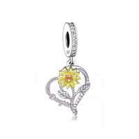 iLove Charm 925 Sterling Silver Charm Sunflower Carnation Rose Flower Bead For Daughter Jewellery Love Gift