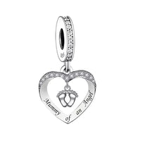 iLove Charms 925 Sterling Silver Charm Infant New Born Mommy of an Angel Bead for Mommy Mum Mother Heart Jewellery Love Gift
