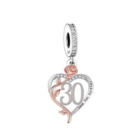 ilove Charms 925 Sterling Silver Birthday Charm 13 16 18 21 30 40 50 60 70 80 - 13th 16th 18th 21st 30th 40th 50th 60th 70th 80th