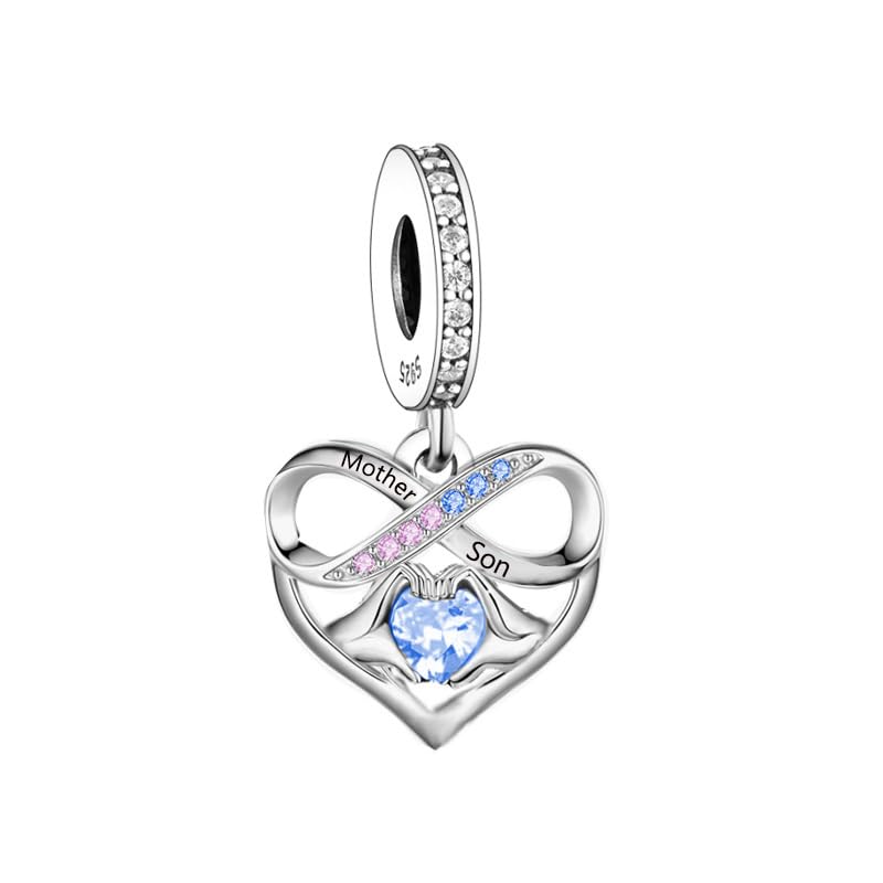 iLove Charms 925 Sterling Silver Charm for Auntie Niece Father Daughter Mother Son Sister Heart for Aunt Jewellery Love Gift Aunty Mum Dad