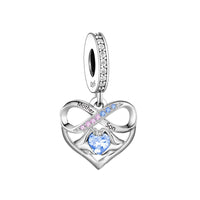 iLove Charms 925 Sterling Silver Charm for Auntie Niece Father Daughter Mother Son Sister Heart for Aunt Jewellery Love Gift Aunty Mum Dad