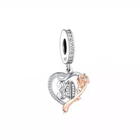 ilove Charms 925 Sterling Silver Birthday Charm 16th 18th 21st 30th 40th 50th 60th 70th 80th - 16 18 21 30 40 50 60 70 80 Heart with Rose
