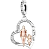 iLove Charms Original Charm Bracelet 925 Sterling Silver Dad And Daughter My Dad My Hero Jewellery Gift for Father