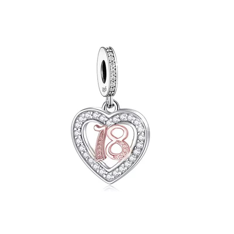 💝 18th Birthday Charm 925 Sterling Silver Number 18 Heart Love Anniversary Gift