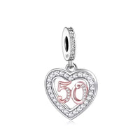 💝 50th Birthday Charm 925 Sterling Silver Number 50 Heart Love Anniversary Gift