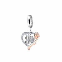 💝 80th Birthday 925 Sterling Silver Charm Number 80 Rose Flower Heart Love Gift