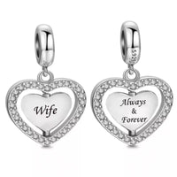 💝 Wife Always & Forever Charm 925 Sterling Silver Love Heart Anniversary Gift