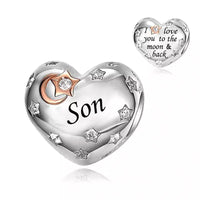 💝 Son Charm I Love You To The Moon And Back 925 Sterling Silver Heart Bead Gift