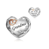 iLove Charms 925 Sterling Silver Charm for Nanny Nan Grandma Son Wife Dad Niece Mum Daughter I Love You To The Moon And Back Heart