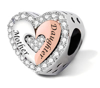 iLove Charms 925 Sterling Silver Mother Daughter Son Charm Heart Bead Jewellery Love Gift Mum