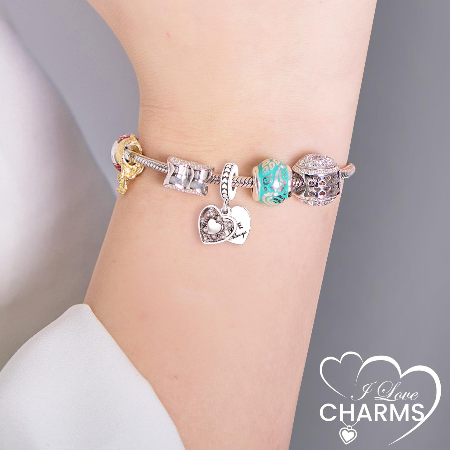iLove Charms 925 Sterling Silver Charm My Heart Bead Jewellery Love Gift