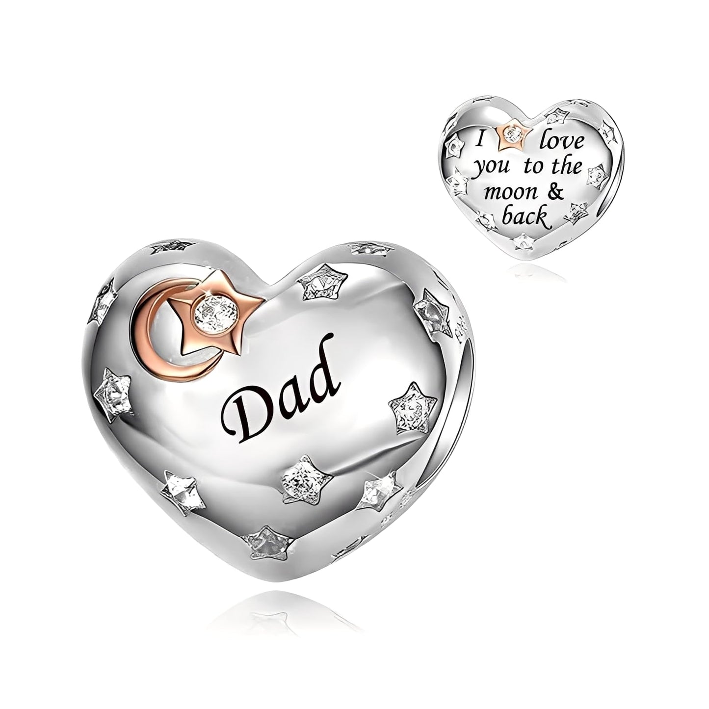 iLove Charms 925 Sterling Silver Charm for Nanny Nan Grandma Son Wife Dad Niece Mum Daughter I Love You To The Moon And Back Heart