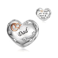 iLove Charms 925 Sterling Silver Charm for Nanny Nan Grandma Son Wife Dad Niece Mum Daughter I Love You To The Moon And Back Heart