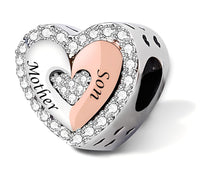 iLove Charms 925 Sterling Silver Mother Daughter Son Charm Heart Bead Jewellery Love Gift Mum