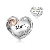 iLove Charms 925 Sterling Silver Charm for Nanny Nan Grandma Son Wife Dad Niece Mum Daughter I Love You To The Moon And Back Heart