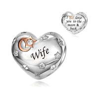 iLove Charms 925 Sterling Silver Charm for Nanny Nan Grandma Son Wife Dad Niece Mum Daughter I Love You To The Moon And Back Heart