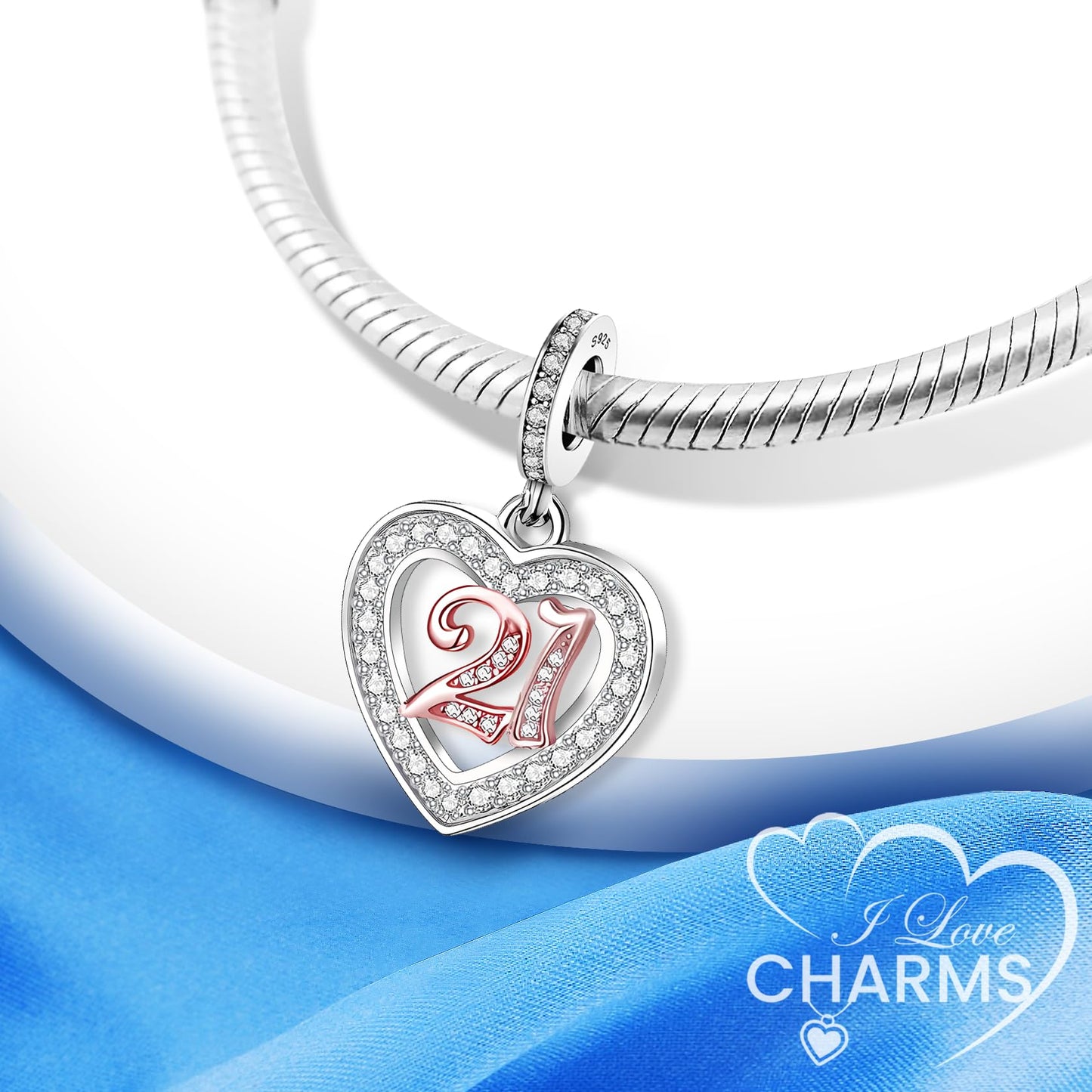 925 Sterling Silver 13 16 18 21 30 40 50 60 70 -13th 16th 18th 21st 30th 40th 50th 60th 70th Birthday Charm Heart Bead Jewellery Love Gift