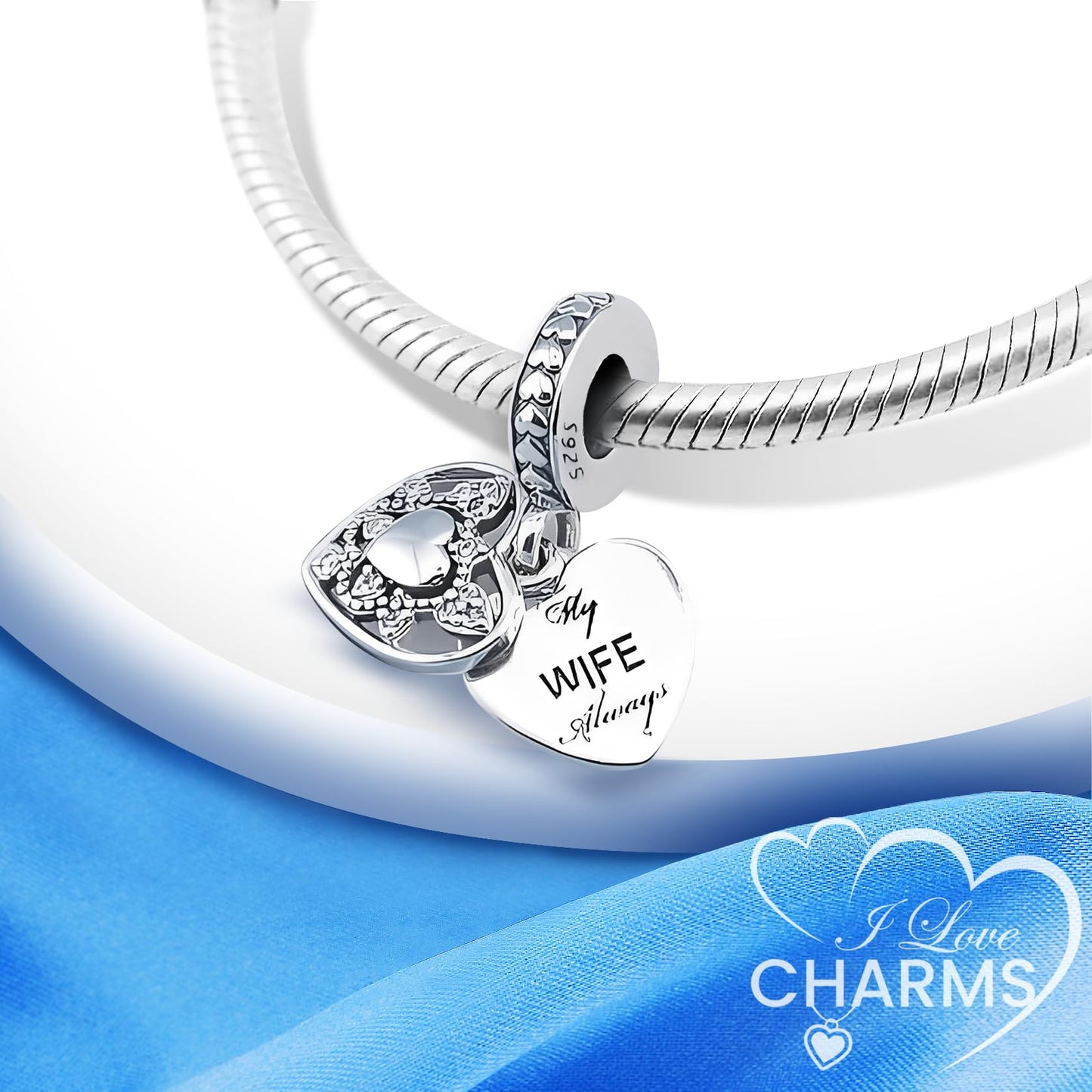 iLove Charms 925 Sterling Silver Charm My Heart Bead Jewellery Love Gift