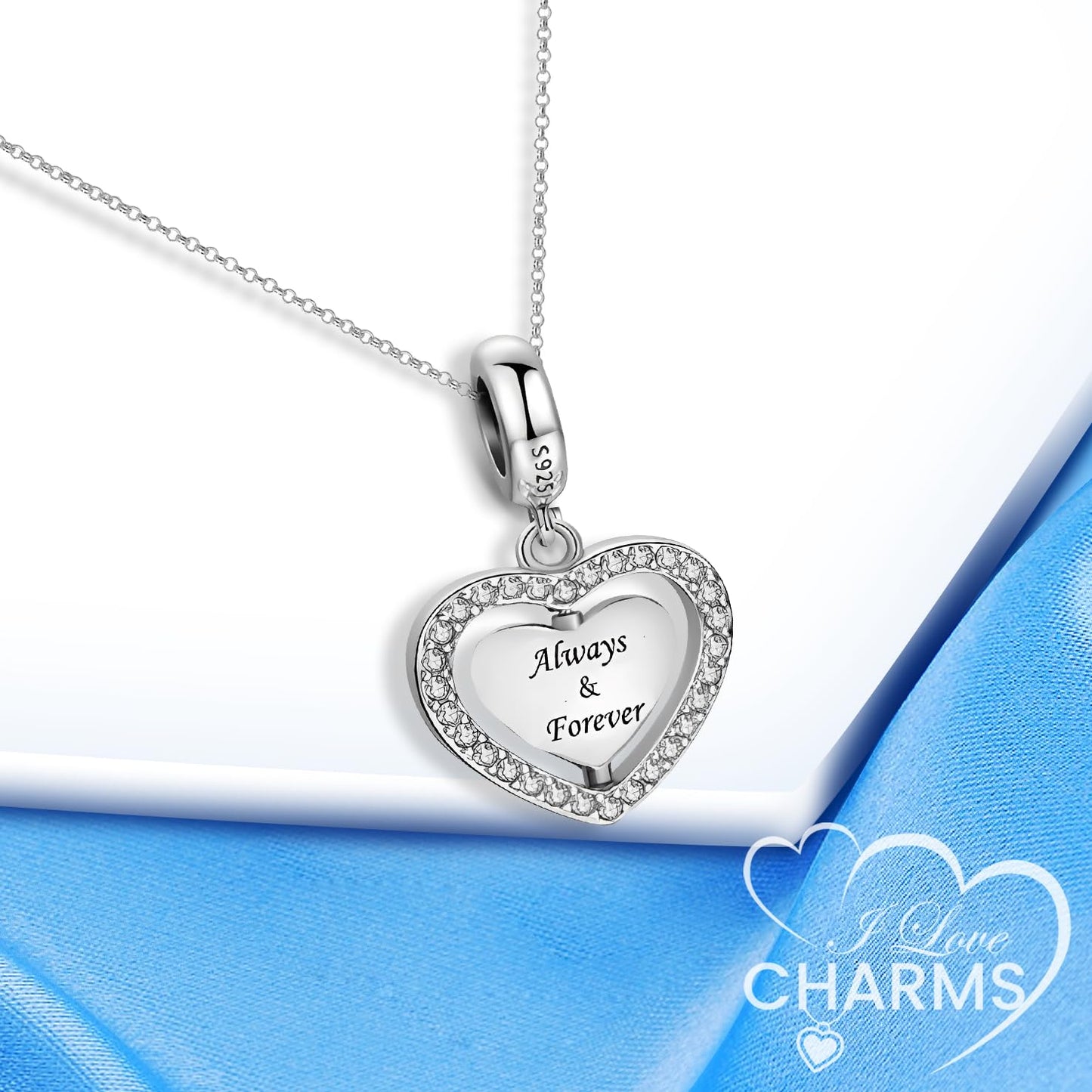 iLove Charms 925 Sterling Silver Charm Heart Wife Always & Forever Bead Jewellery Love Gift