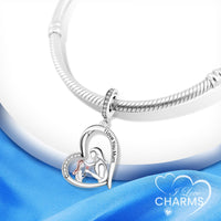 iLove Charms 925 Sterling Silver Charm I Love You Mum Daughter Mother Heart Bead Jewellery Love Gift
