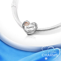 iLove Charms 925 Sterling Silver Charm for Nanny Nan Grandma Son Wife Dad Niece Mum Daughter I Love You To The Moon And Back Heart