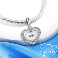 iLove Charms 925 Sterling Silver Charm Heart Wife Always & Forever Bead Jewellery Love Gift