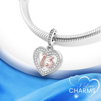 925 Sterling Silver 13 16 18 21 30 40 50 60 70 -13th 16th 18th 21st 30th 40th 50th 60th 70th Birthday Charm Heart Bead Jewellery Love Gift