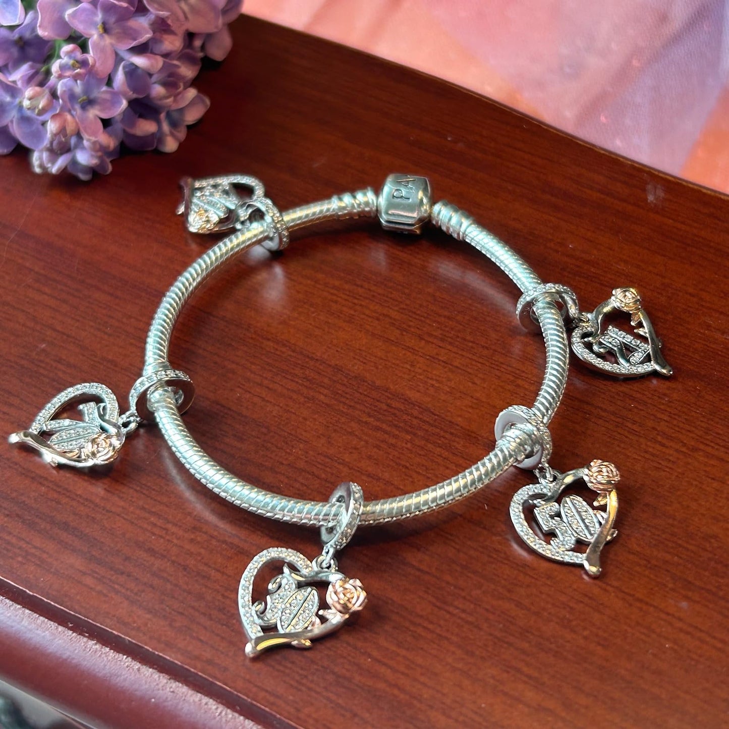 ilove Charms 925 Sterling Silver Birthday Charm 16th 18th 21st 30th 40th 50th 60th 70th 80th - 16 18 21 30 40 50 60 70 80 Heart with Rose