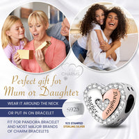 iLove Charms 925 Sterling Silver Mother Daughter Son Charm Heart Bead Jewellery Love Gift Mum