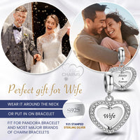 iLove Charms 925 Sterling Silver Charm Heart Wife Always & Forever Bead Jewellery Love Gift