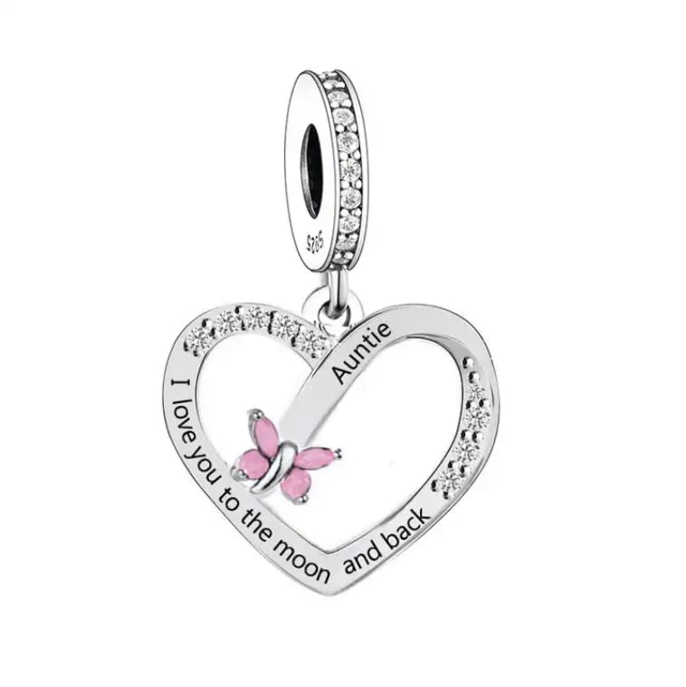 💝 Auntie Charm I Love You To The Moon & Back 925 Sterling Silver Gift